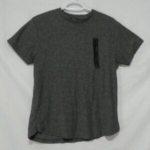 CEDAR WOOD STATE | medium | Casual Grey T-Shirt with Black Zipper Chest Detail